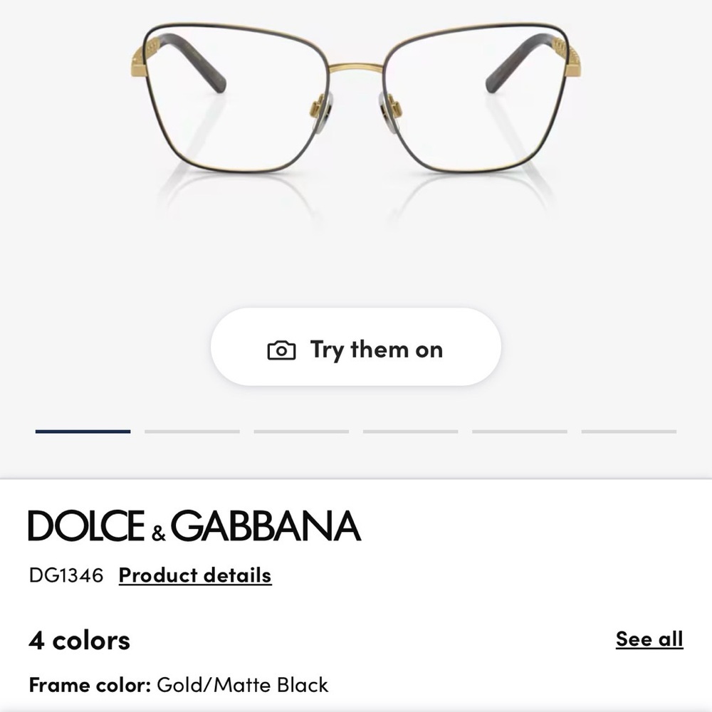 Dolce & Gabbana Matte Black and Gold Women's Glasses - Like New!